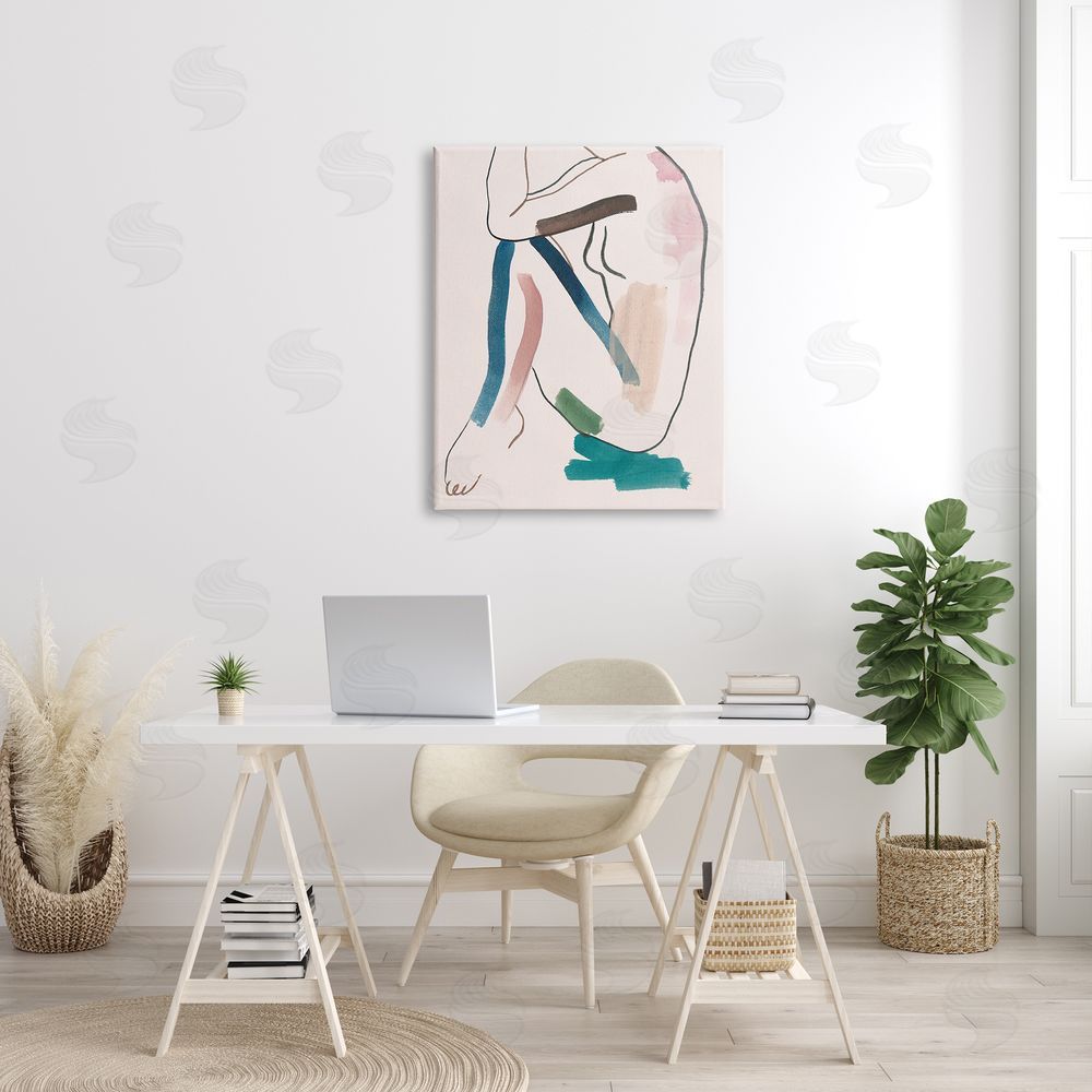 Melissa Wang Conceptual Crouched Female Figure Resting Bold Lines