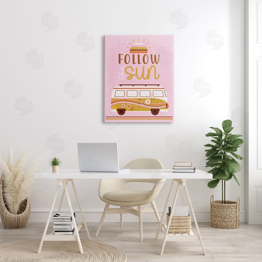 Angela Nickeas Follow The Sun Sentiment Retro Van Sunflowers 