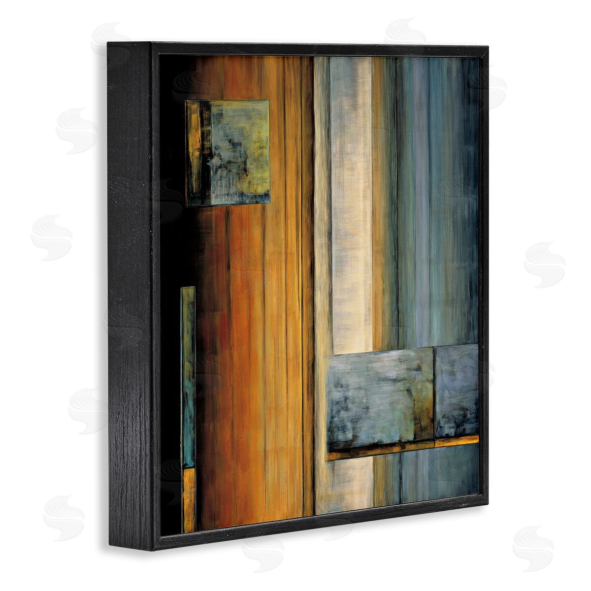 Aaron Summers Abstract Layered Rectangular Shapes Orange White Blue Black Framed Glicee Wall Art Print