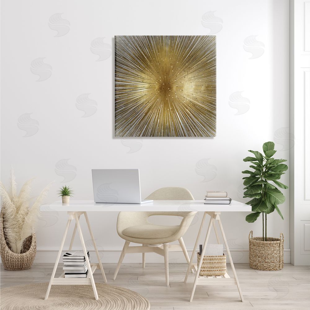 Abby Young Art Deco Abstract Sunburst Lines Polka Dots Canvas Wall Art in Room