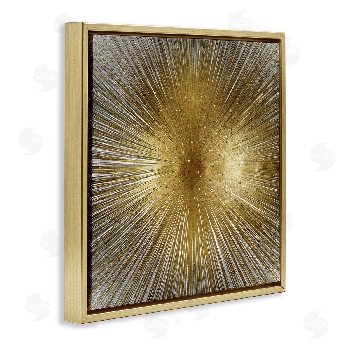 Abby Young Art Deco Abstract Sunburst Lines Polka Dots Gold Floating Frame Canvas Wall Art Print