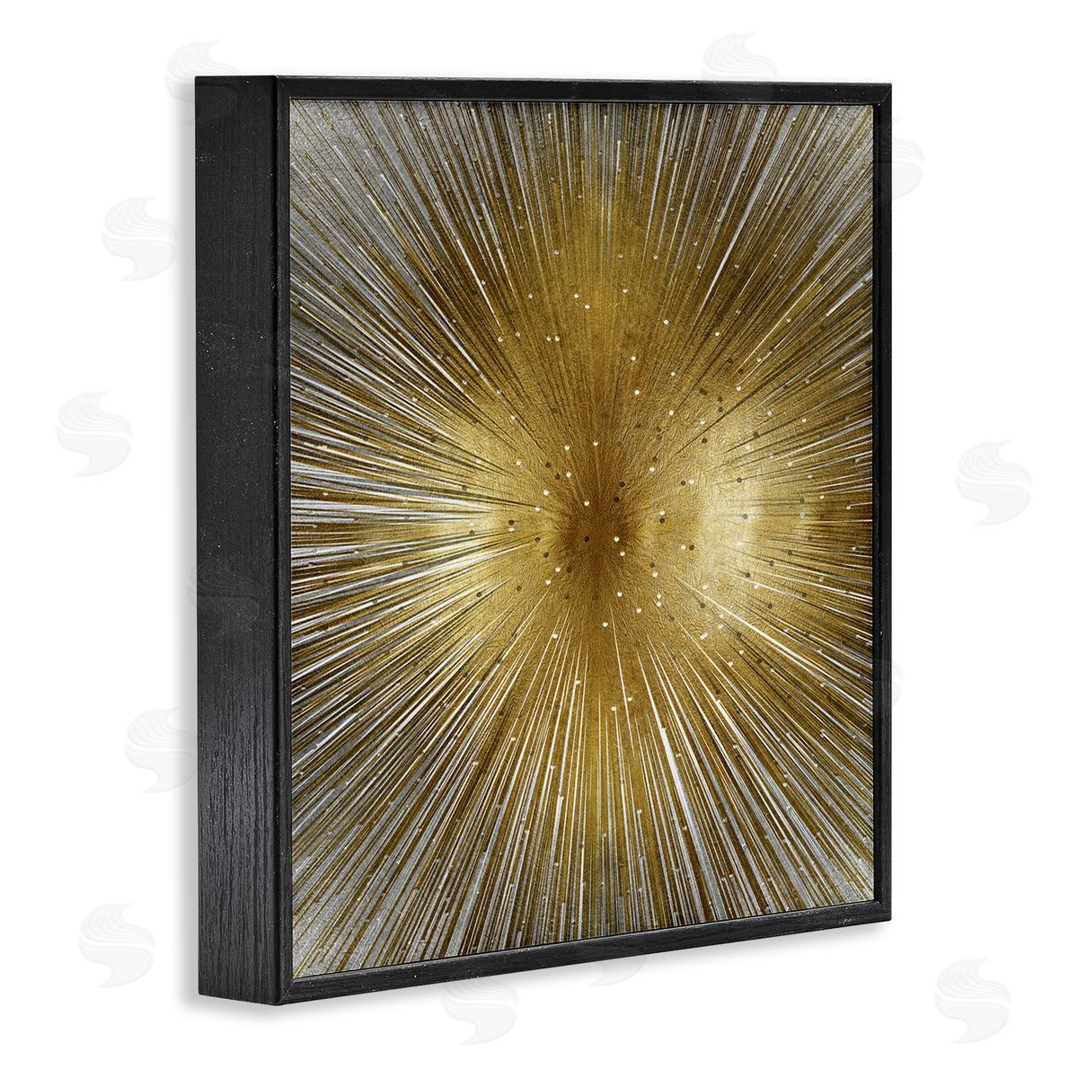 Abby Young Art Deco Abstract Sunburst Lines Polka Dots Black Framed Glicee Wall Art Print