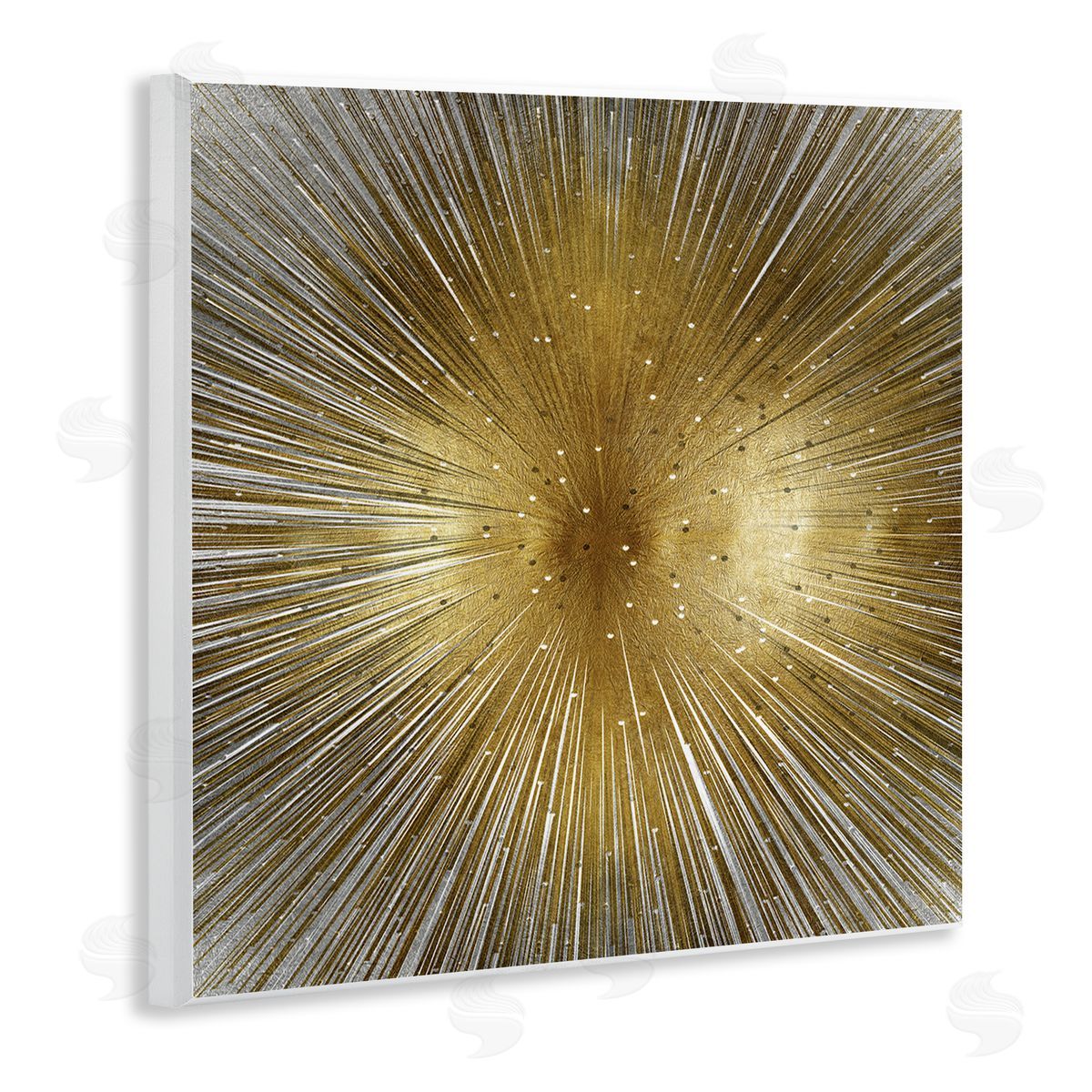 Abby Young Art Deco Abstract Sunburst Lines Polka Dots Wooden Wall Plaque Art Print