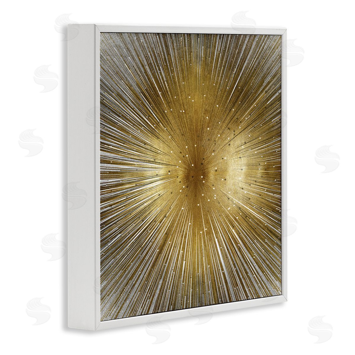 Abby Young Art Deco Abstract Sunburst Lines Polka Dots White Framed Glicee Wall Art Print