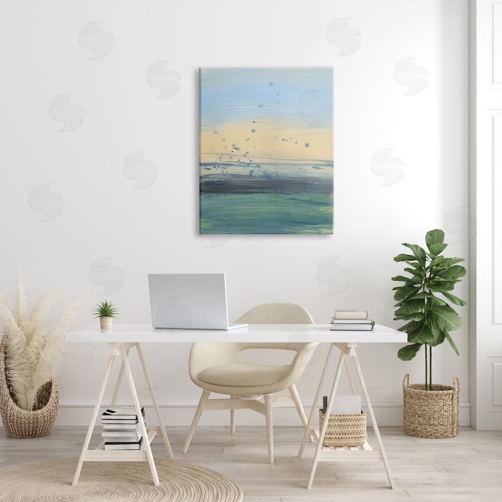 Bronwyn Baker Conceptual Yellow Ocean Sunset Blue Paint Splatter