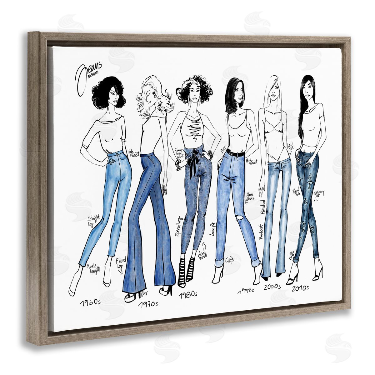 BlursByAI Denim By Decades Female Fashion Jeans Blue White