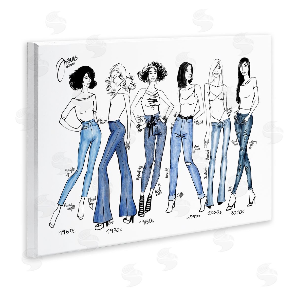 BlursByAI Denim By Decades Female Fashion Jeans Blue White