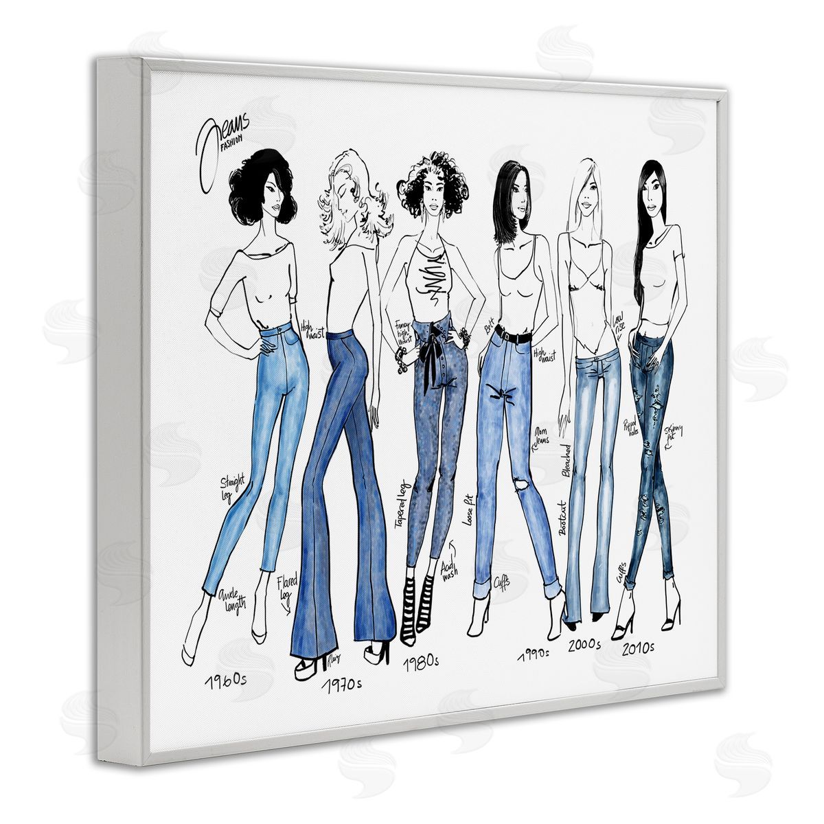 BlursByAI Denim By Decades Female Fashion Jeans Blue White