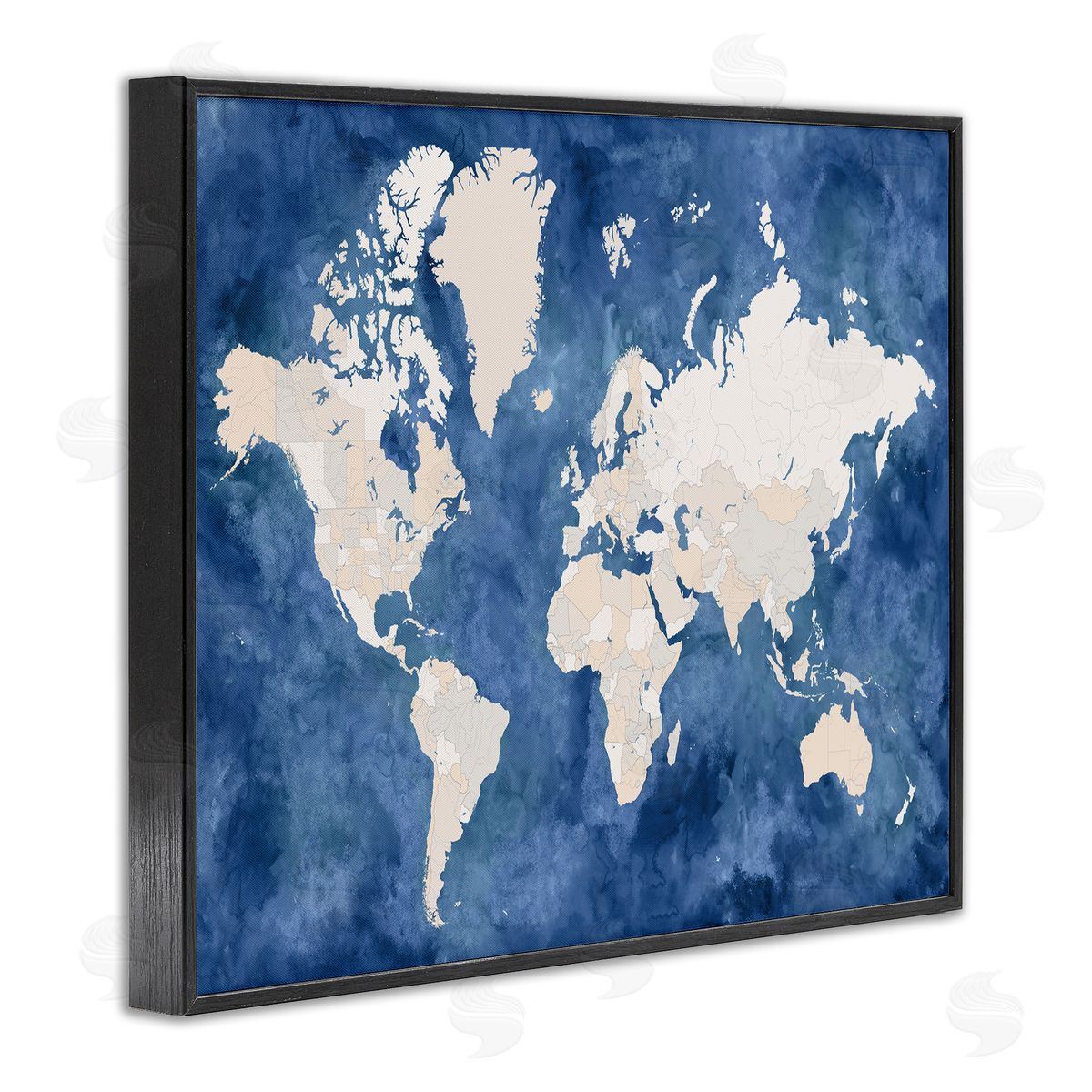 BlursByAI Country Border World Map Deep Blue Ocean
