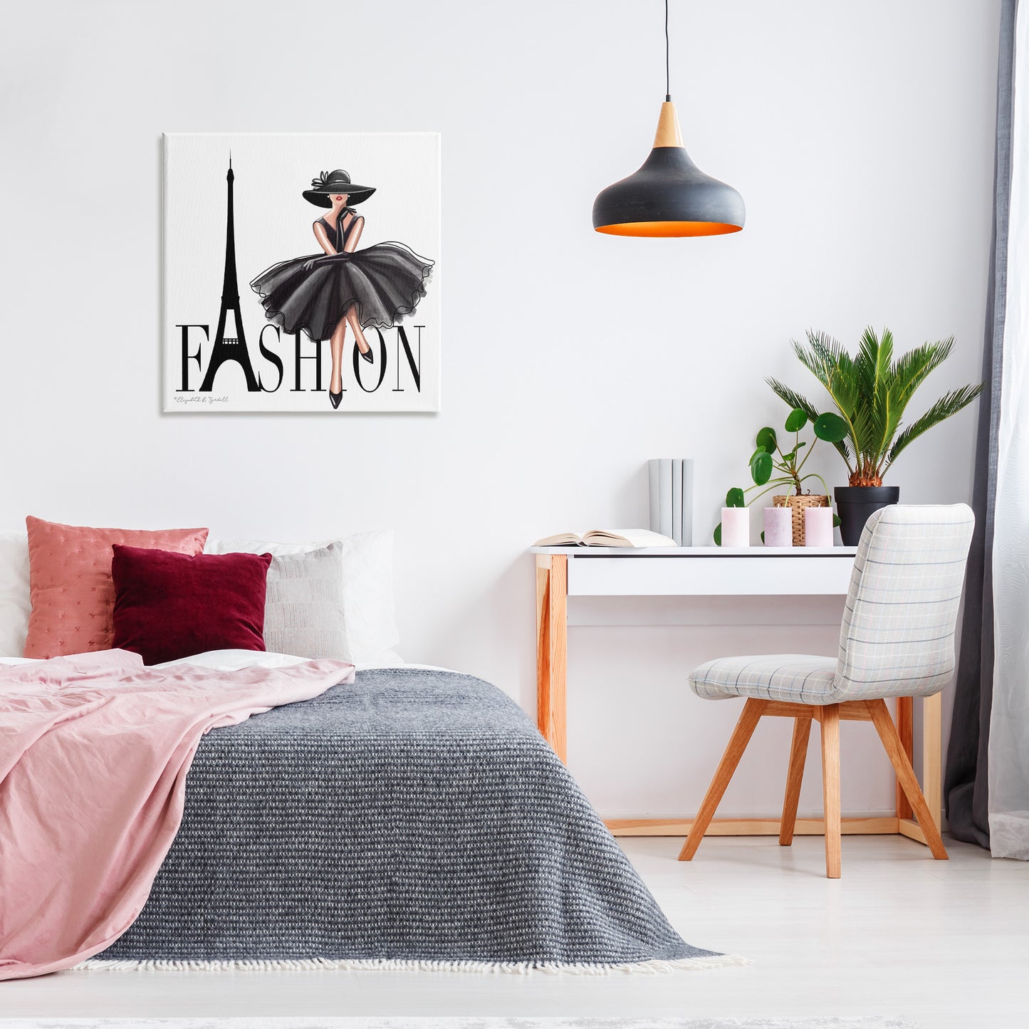 Parisian Fashion Illustration Canvas Wall Art in Room, Home Decor by Elizabeth Tyndall