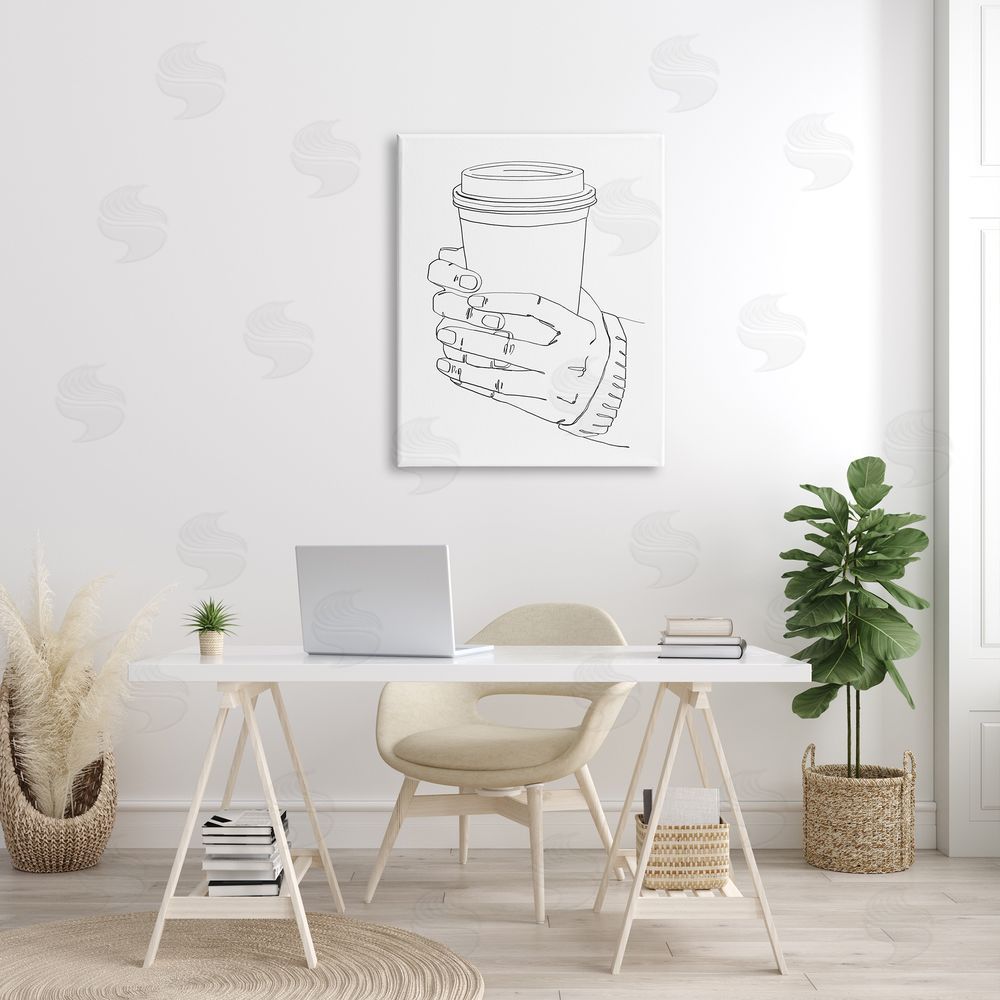 Ziwei Li Firm Hands on Coffe_sidee Cup Minimal Line Drawing