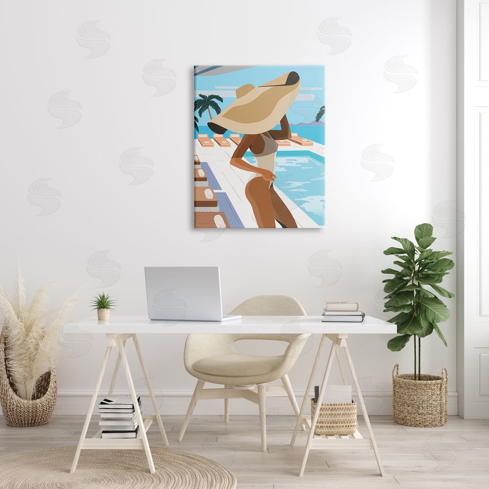Ziwei Li Poolside Fashion Glam Pose Large Sun Hat Palms