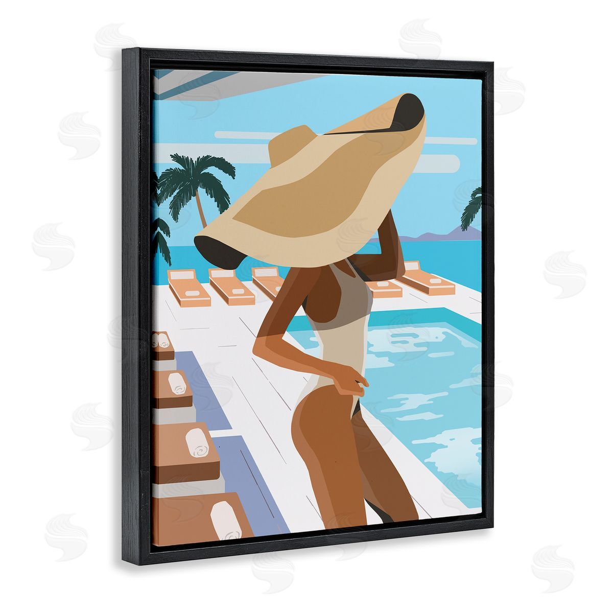 Ziwei Li Poolside Fashion Glam Pose Large Sun Hat Palms