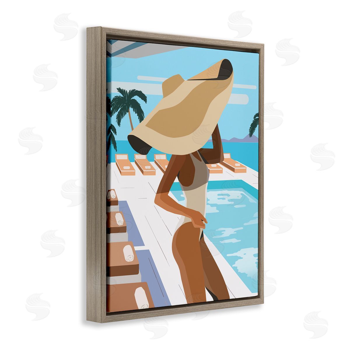 Ziwei Li Poolside Fashion Glam Pose Large Sun Hat Palms