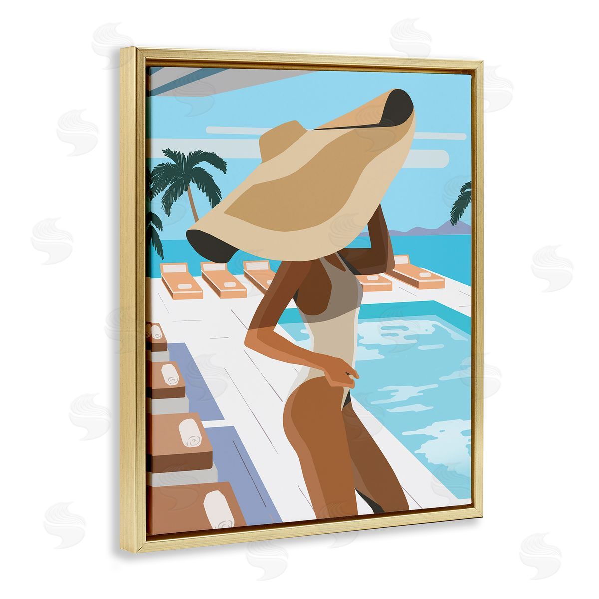 Ziwei Li Poolside Fashion Glam Pose Large Sun Hat Palms