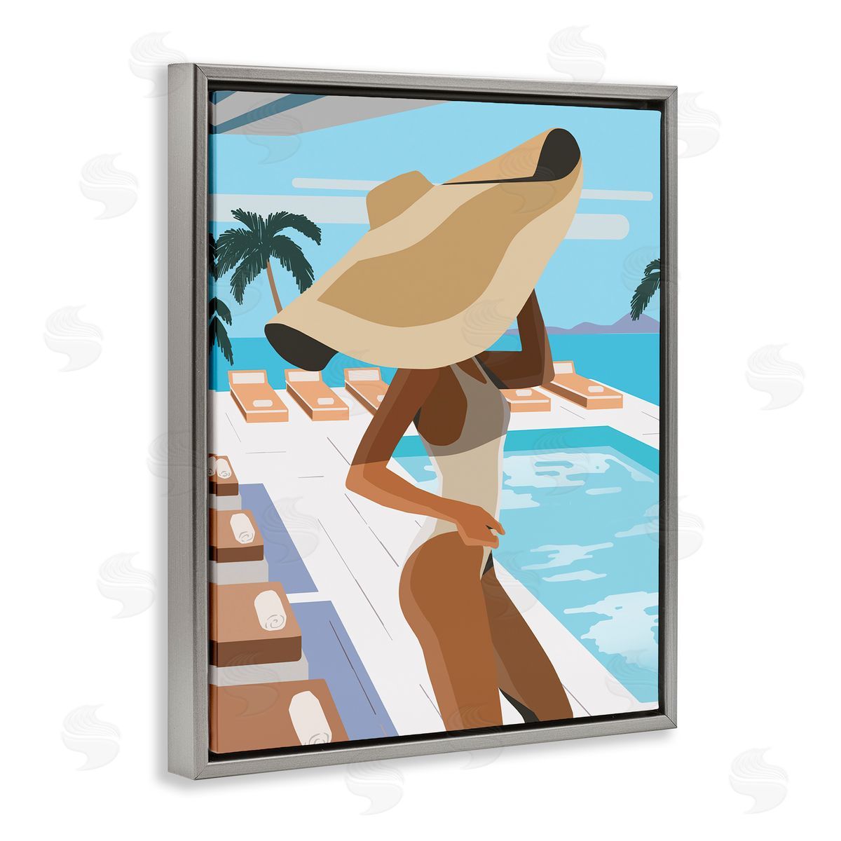 Ziwei Li Poolside Fashion Glam Pose Large Sun Hat Palms