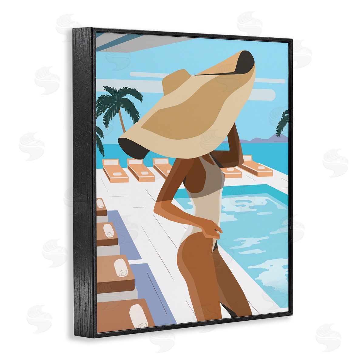 Ziwei Li Poolside Fashion Glam Pose Large Sun Hat Palms