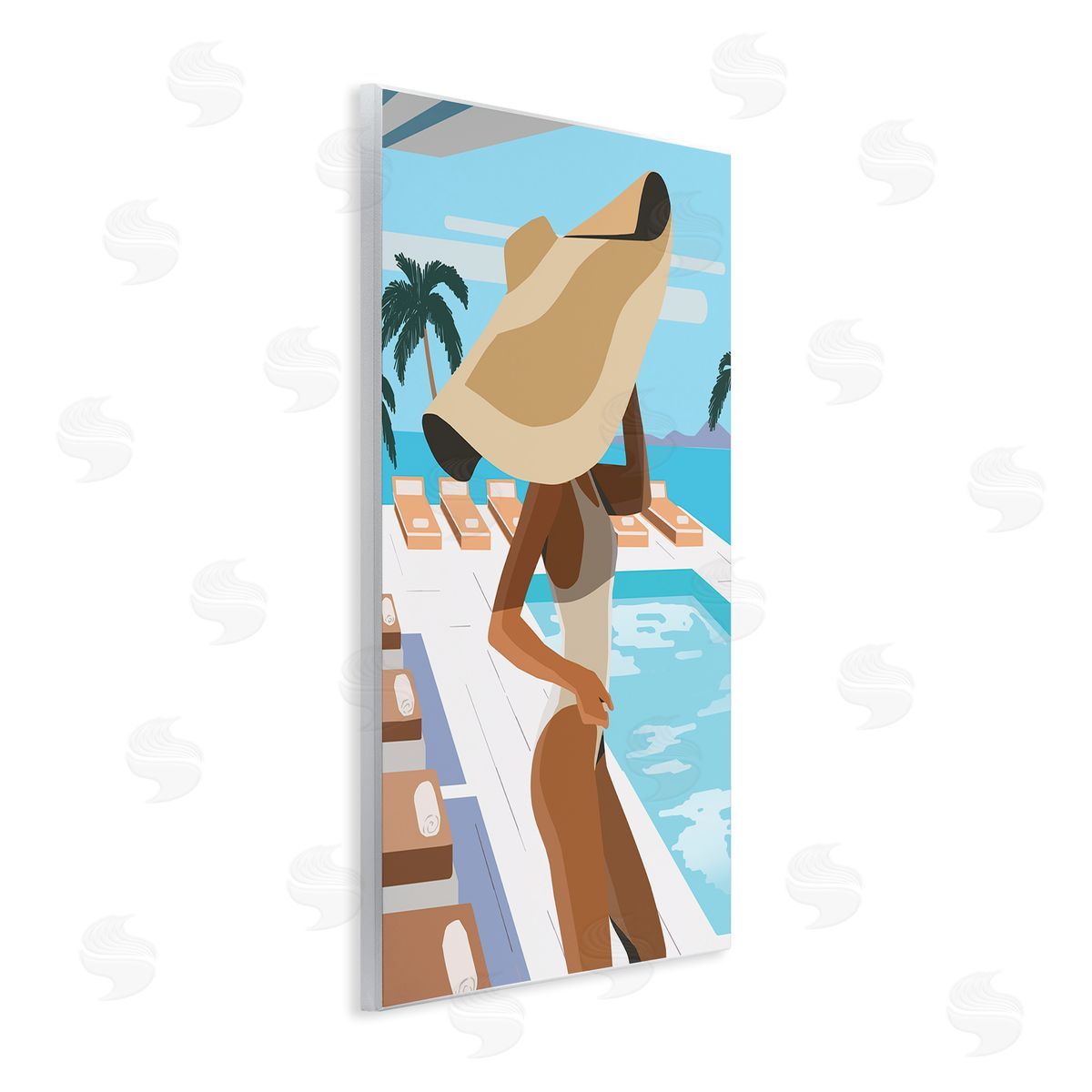 Ziwei Li Poolside Fashion Glam Pose Large Sun Hat Palms