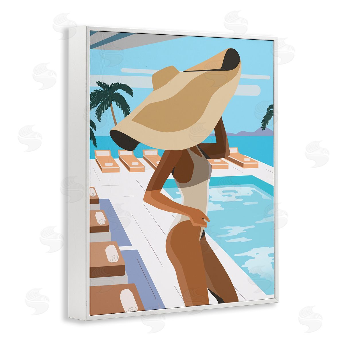 Ziwei Li Poolside Fashion Glam Pose Large Sun Hat Palms