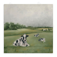 Hollihocks Art | Dairy Cows Grazing in Green Field