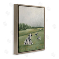 Hollihocks Art | Dairy Cows Grazing in Green Field