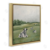 Hollihocks Art | Dairy Cows Grazing in Green Field