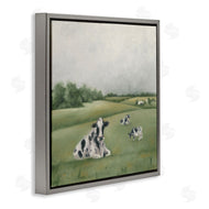 Hollihocks Art | Dairy Cows Grazing in Green Field