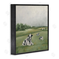 Hollihocks Art | Dairy Cows Grazing in Green Field