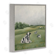 Hollihocks Art | Dairy Cows Grazing in Green Field