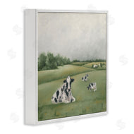 Hollihocks Art | Dairy Cows Grazing in Green Field