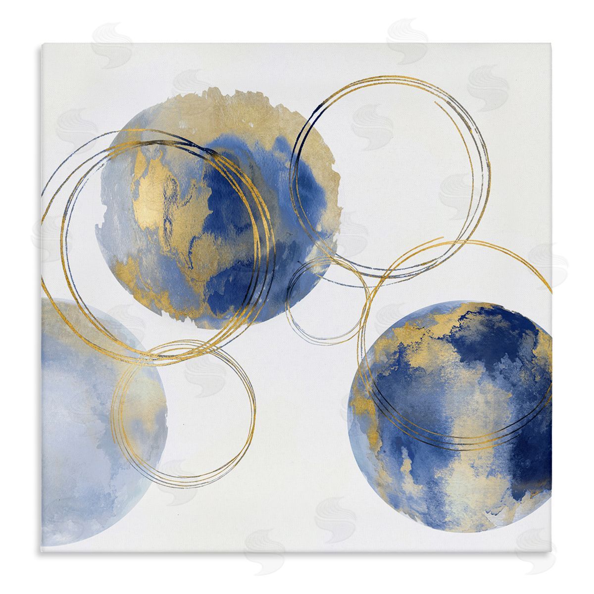 Natalie Harris Globe Abstract Shapes and Modern Golden Rings Stretched Canvas Wall Art Print
