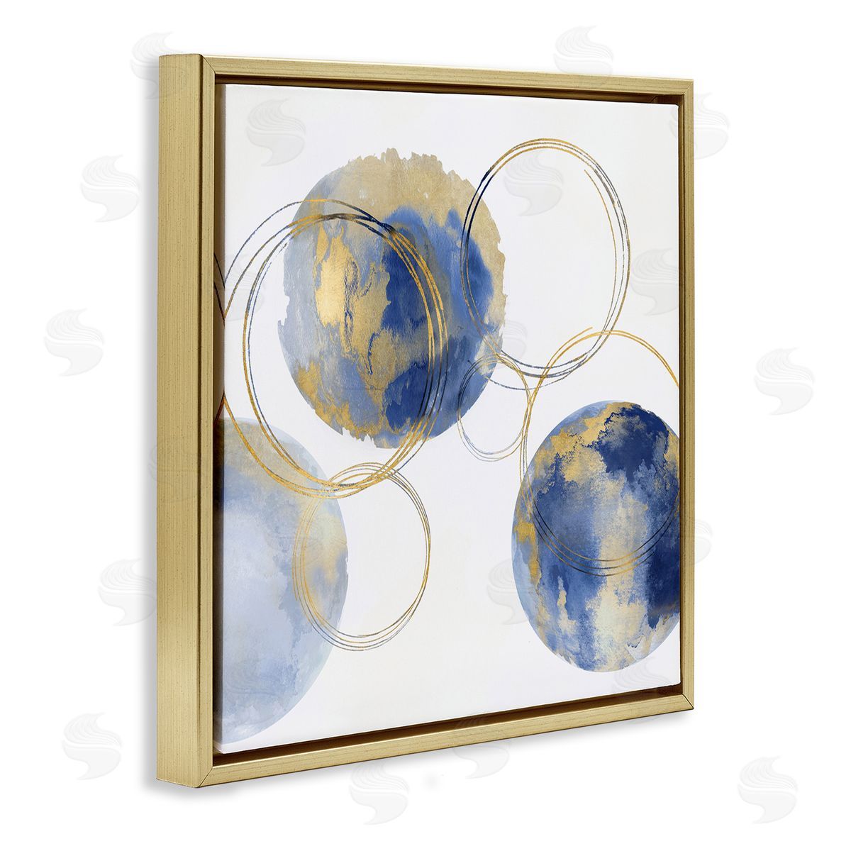 Natalie Harris Globe Abstract Shapes and Modern Golden Rings Gold Floating Frame Canvas Wall Art Print