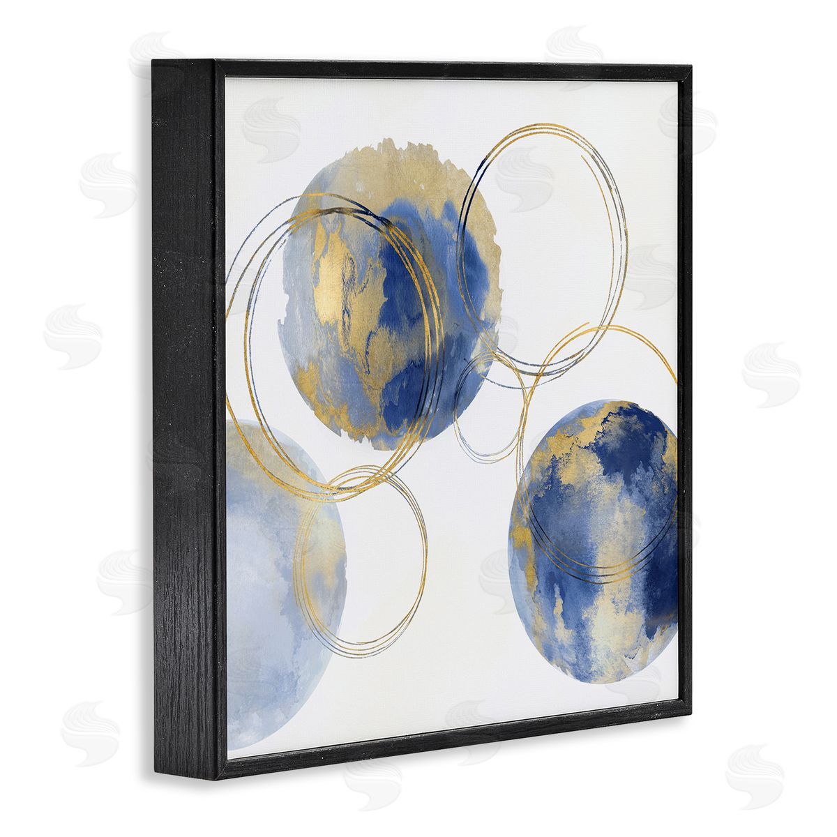 Natalie Harris Globe Abstract Shapes and Modern Golden Rings Black Framed Glicee Wall Art Print