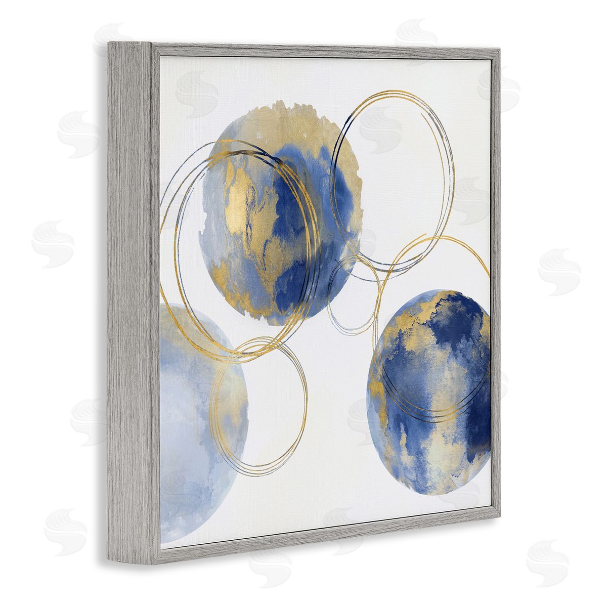 Natalie Harris Globe Abstract Shapes and Modern Golden Rings Gray Framed Glicee Wall Art Print