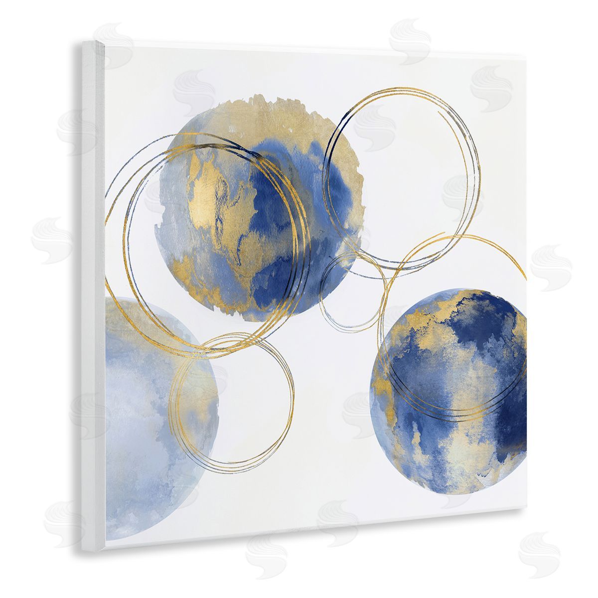 Natalie Harris Globe Abstract Shapes and Modern Golden Rings Wooden Wall Plaque Art Print