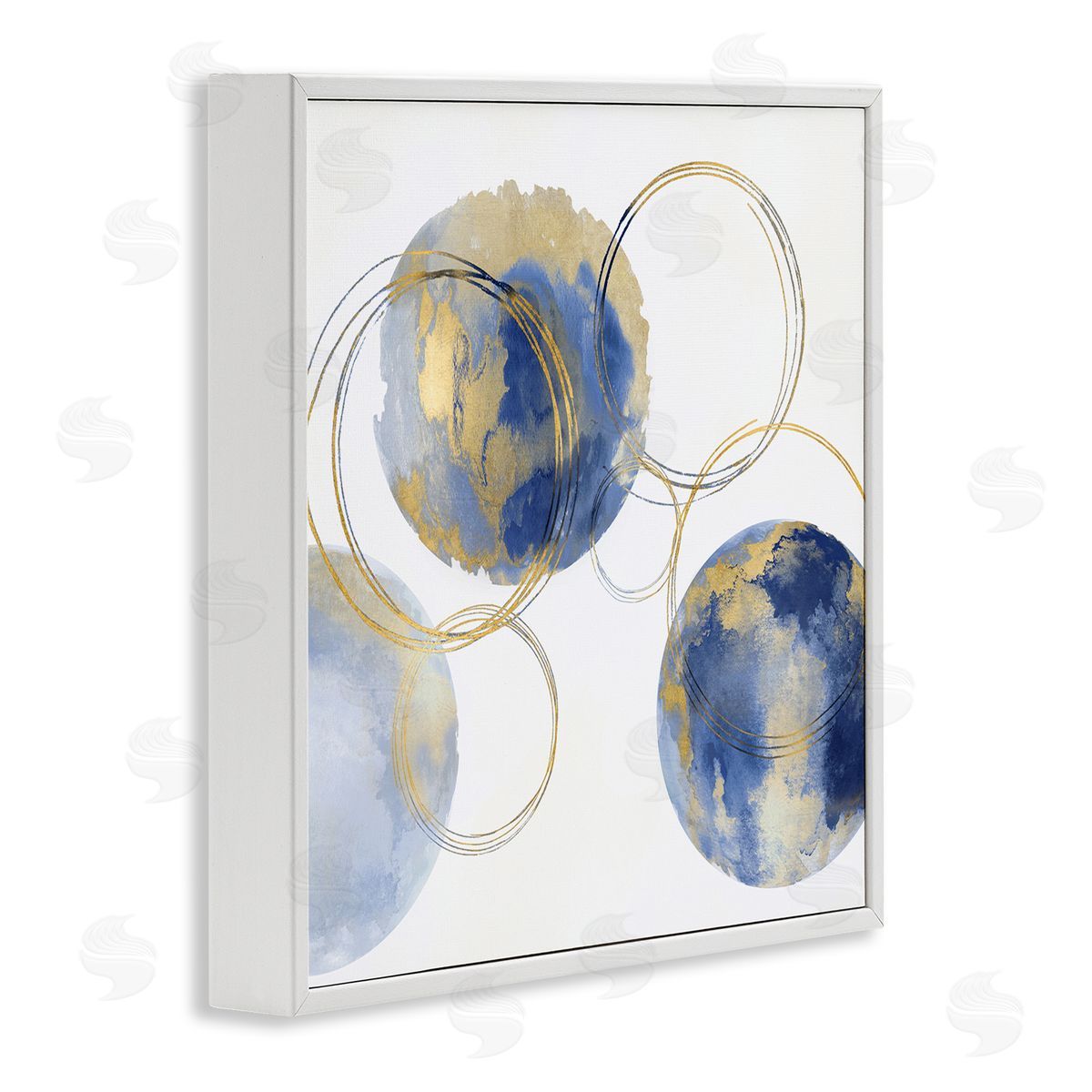 Natalie Harris Globe Abstract Shapes and Modern Golden Rings White Framed Glicee Wall Art Print