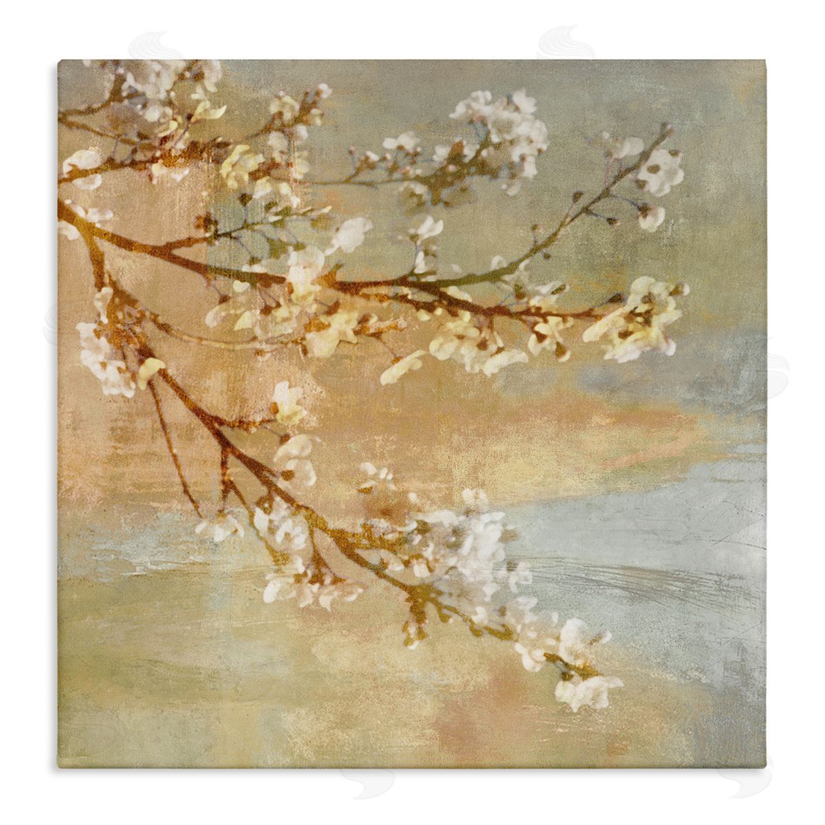 John Seba Vintage Cherry Blossom Tree Branch Distressed Charm Stretched Canvas Wall Art Print