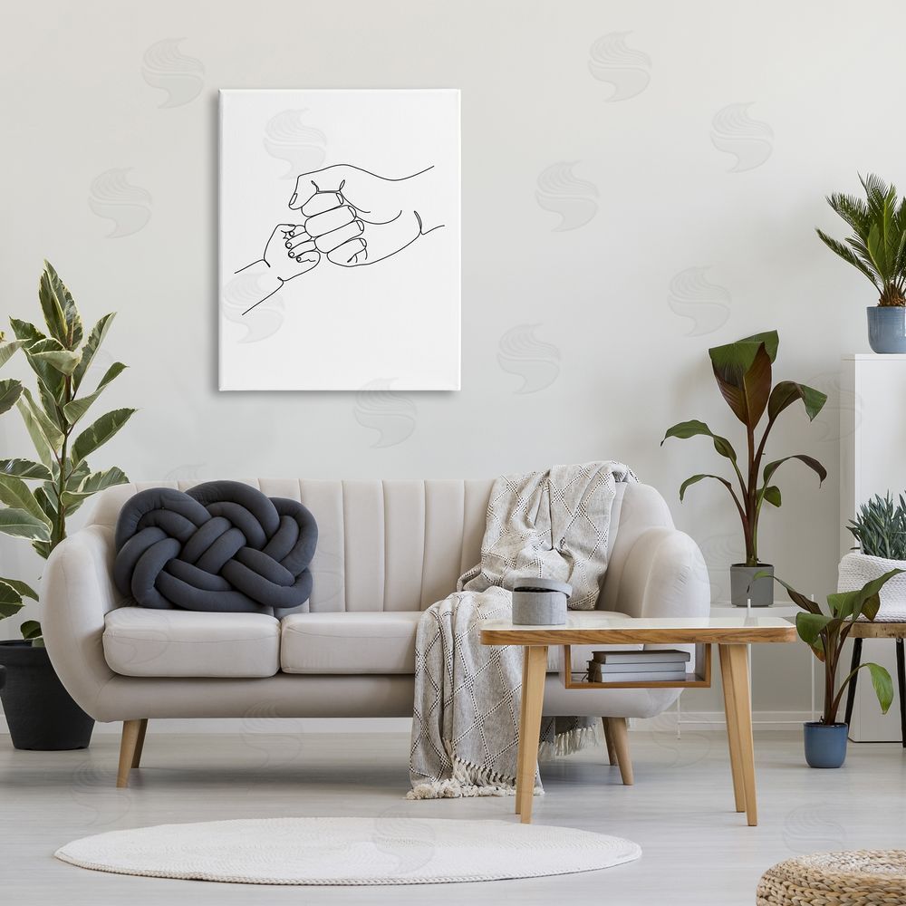JJ Design House LLC Fist Bump Family Hands Minimal Line Drawing