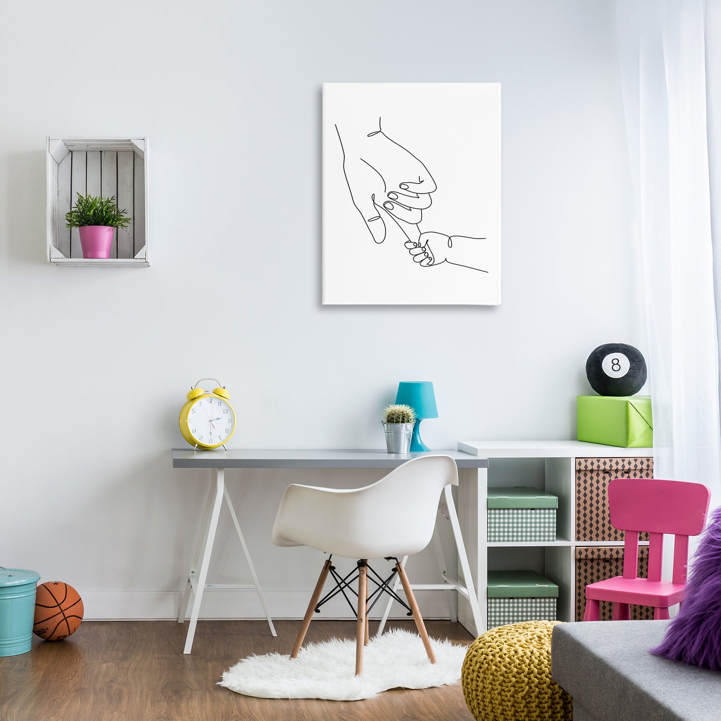 Baby Hands Holding Index Finger Canvas Wall Art in Room, Home Decor by JJ Design House LLC