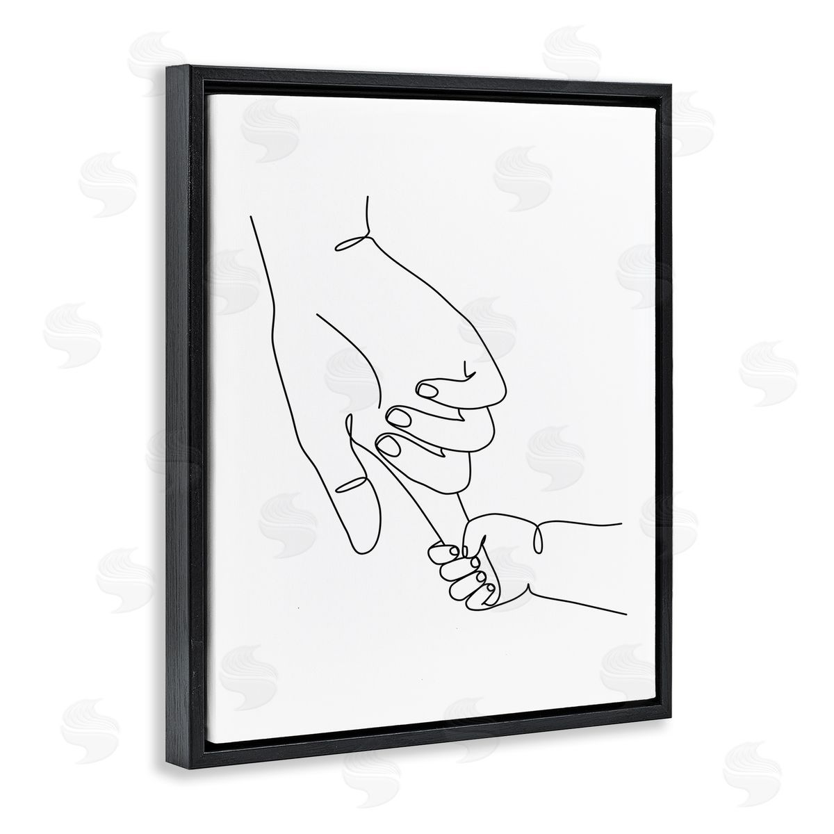 Baby Hands Holding Index Finger Black Floating Frame Canvas Wall Art, Home Decor by JJ Design House LLC
