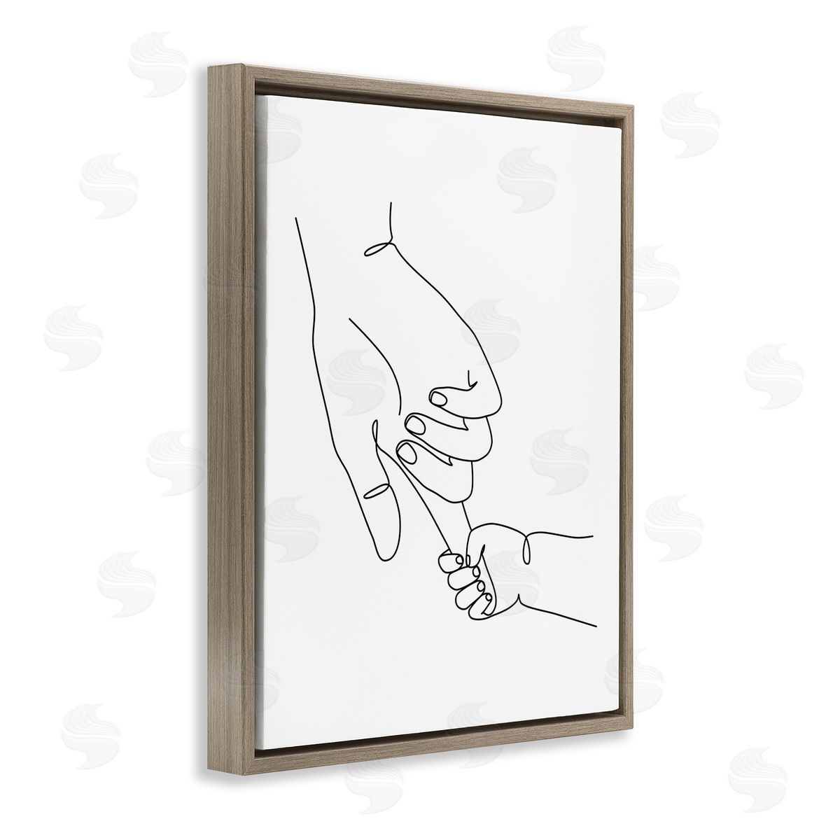 Baby Hands Holding Index Finger Brown Floating Frame Canvas Wall Art, Home Decor by JJ Design House LLC