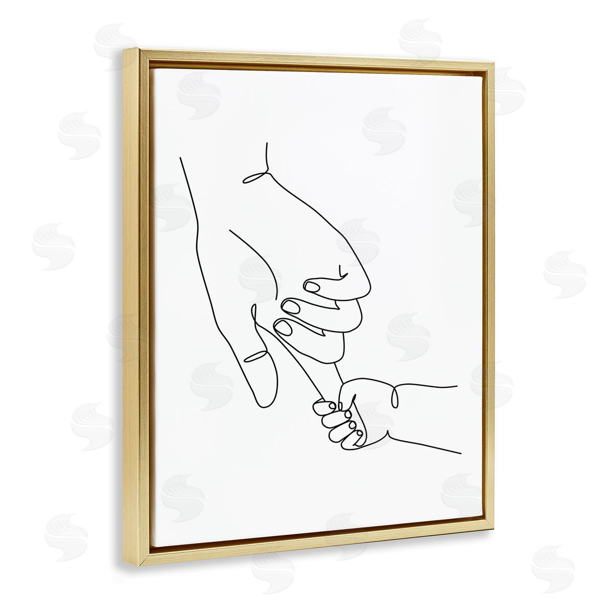 Baby Hands Holding Index Finger Gold Floating Frame Canvas Wall Art, Home Decor by JJ Design House LLC