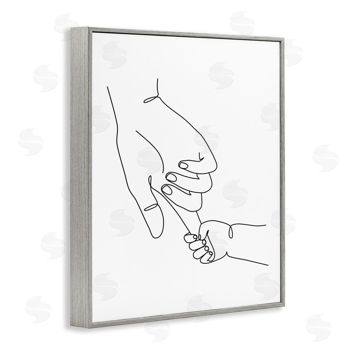 Baby Hands Holding Index Finger Grey Frame Print Wall Art, Home Decor by JJ Design House LLC