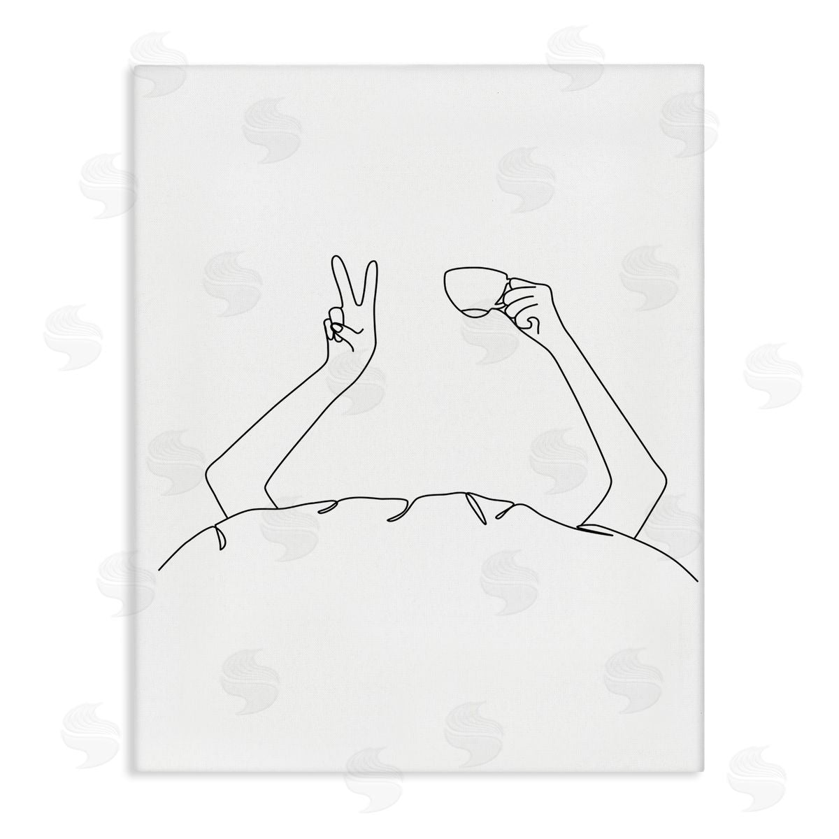 JJ Design House LLC Coffe_sidee In Bed Peace Sign Minimal Line Drawing