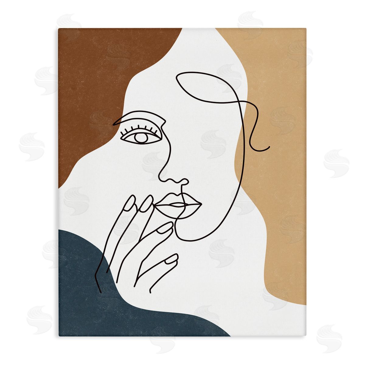 JJ Design House LLC Female Portrait Line Drawing Between Abstract Shapes
