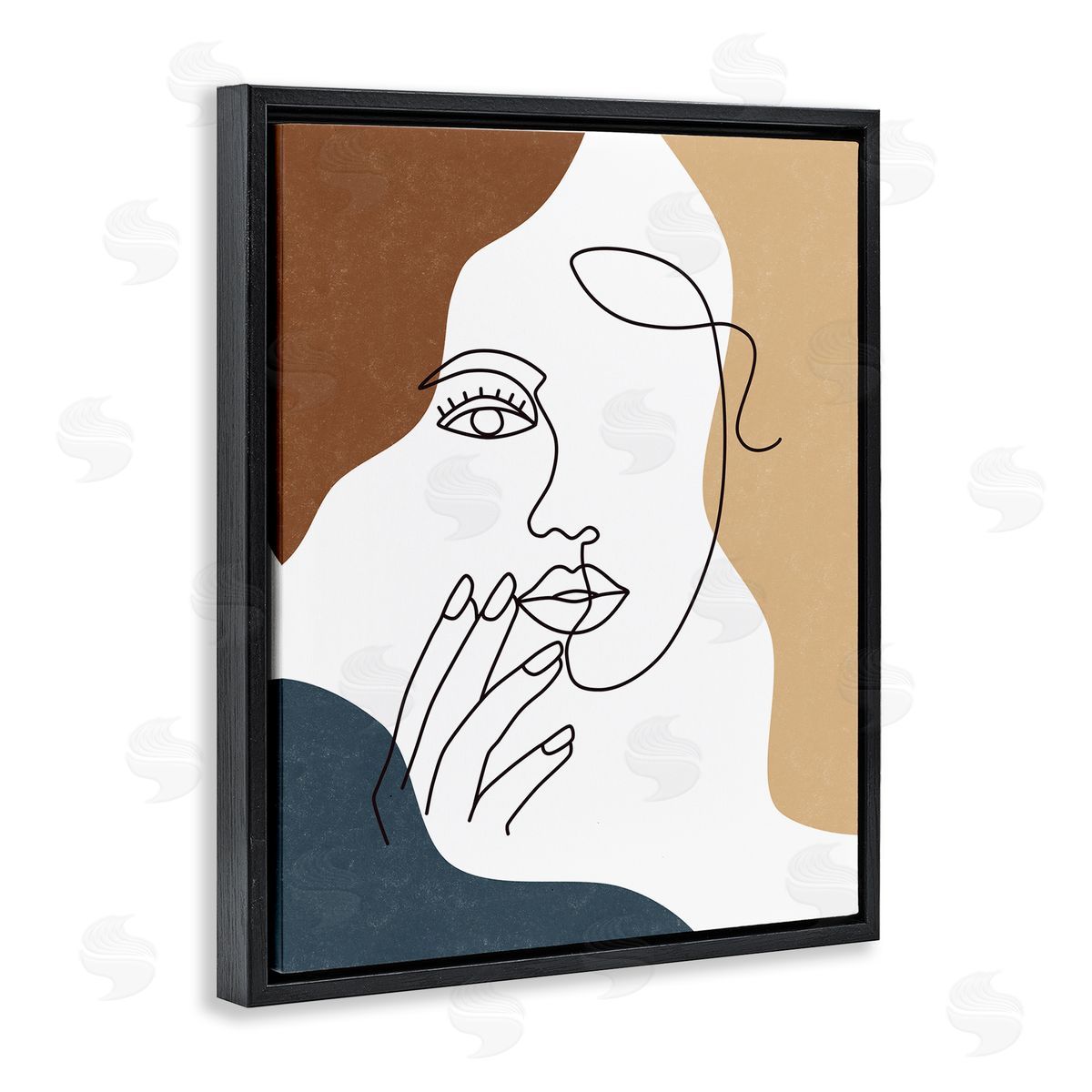 JJ Design House LLC Female Portrait Line Drawing Between Abstract Shapes