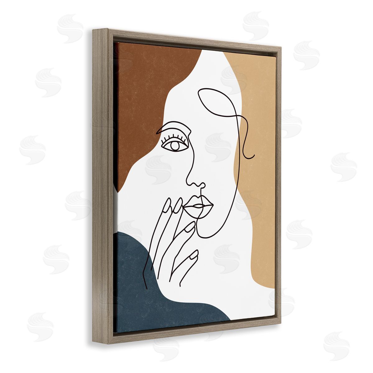 JJ Design House LLC Female Portrait Line Drawing Between Abstract Shapes