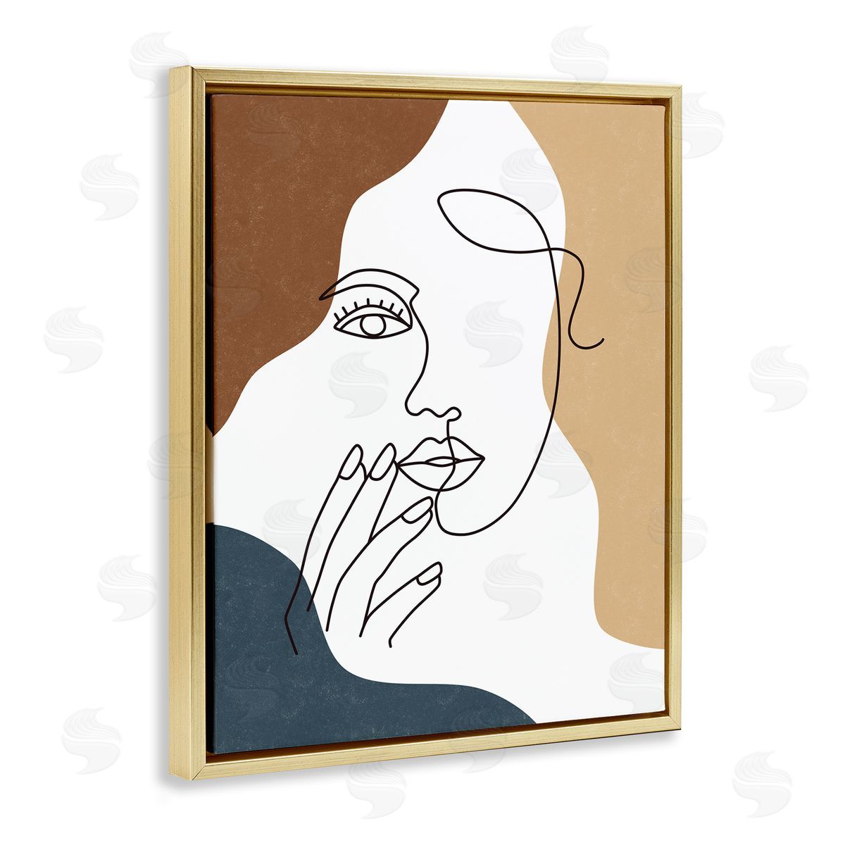 JJ Design House LLC Female Portrait Line Drawing Between Abstract Shapes