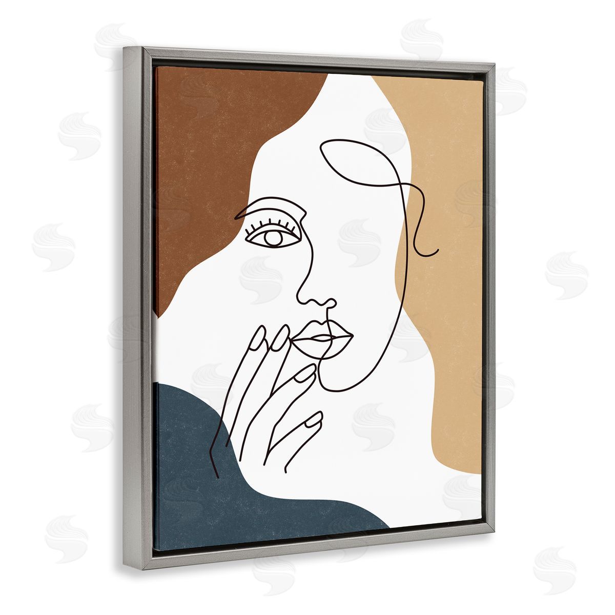 JJ Design House LLC Female Portrait Line Drawing Between Abstract Shapes