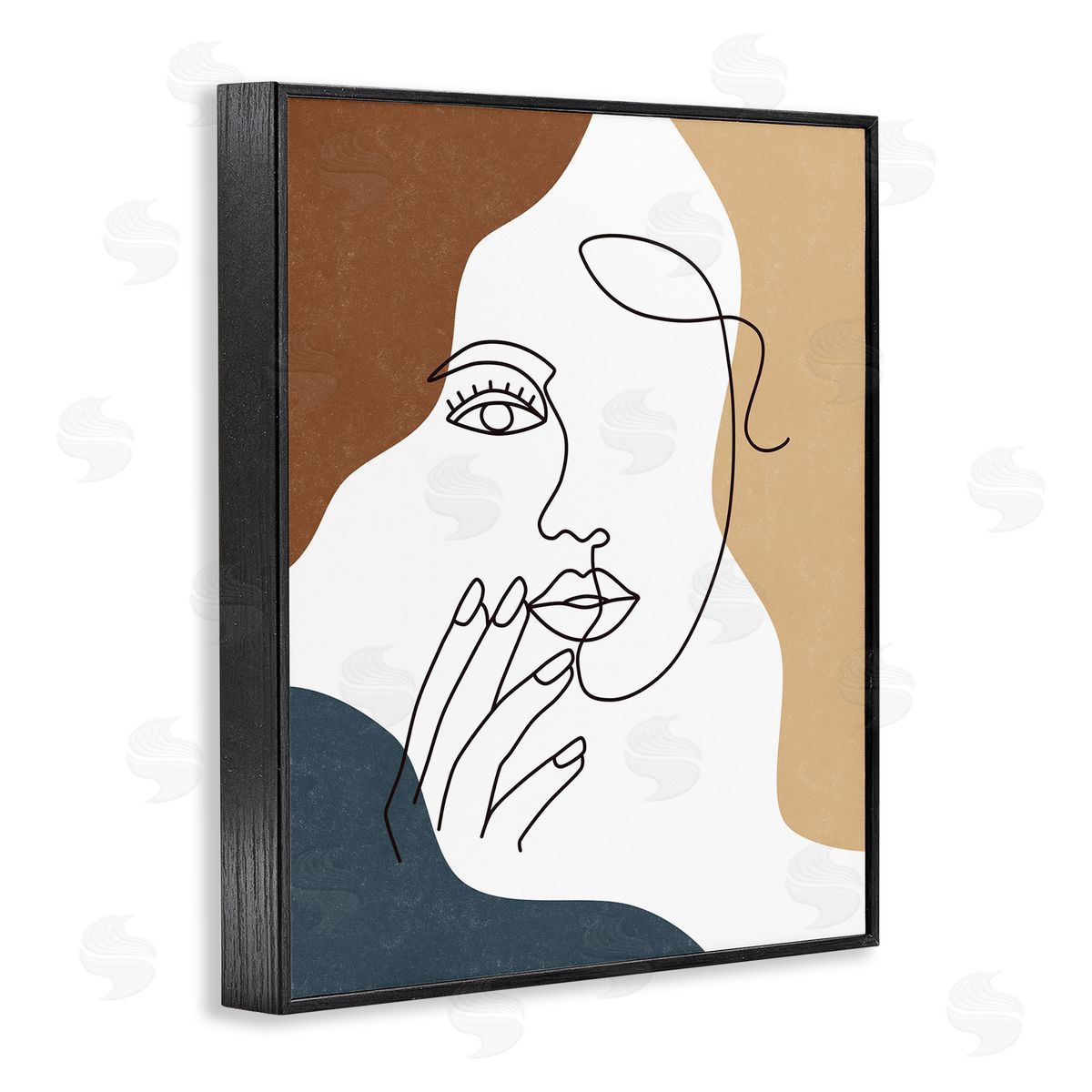 JJ Design House LLC Female Portrait Line Drawing Between Abstract Shapes